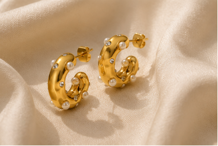 Champagne Pearls Earrings