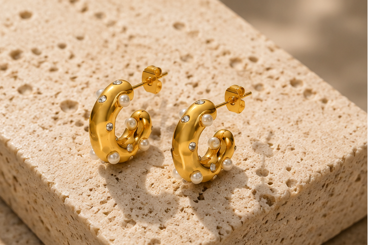 Champagne Pearls Earrings