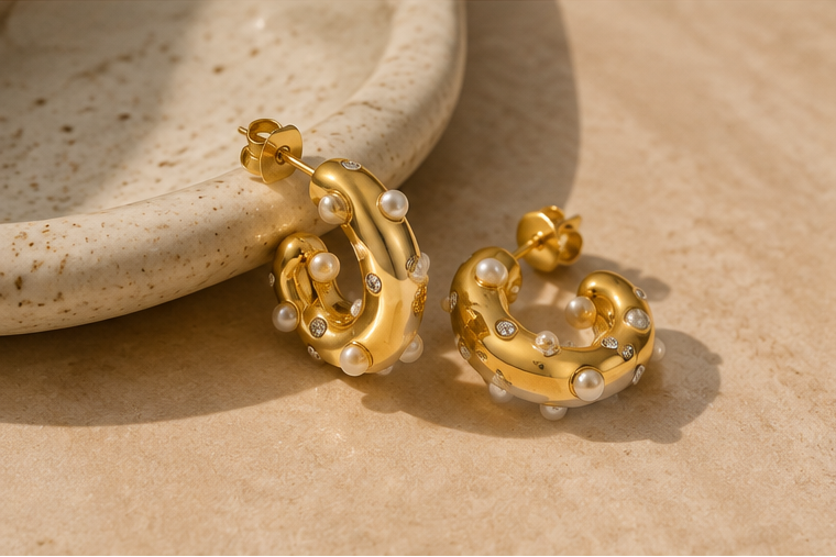 Champagne Pearls Earrings